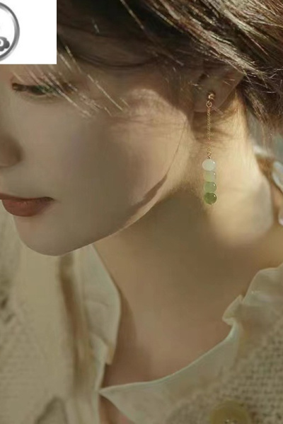 JiMi复古渐变和田耳钉耳环女汉服古风新中式旗袍饰品无耳洞蚊香盘耳夹