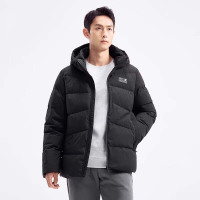 特步(Xtep)男装新款防风保暖连帽羽绒服外套976429190172 正黑色 ZP