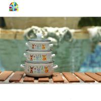 搪瓷儿童锅双耳小汤锅宝宝辅食锅儿童碗3件套电磁炉液化气 FENGHOU 白色3件套12-16兔TG473