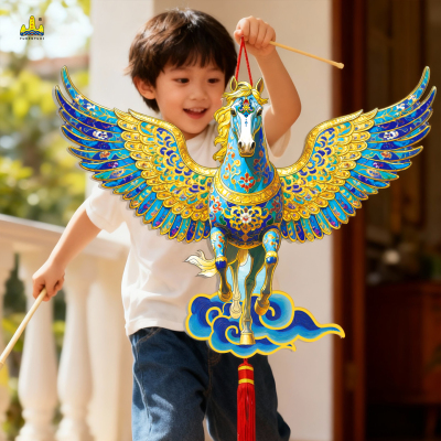 马年国风儿童手工灯笼diy材料包过年创意手提led发光卡通2026新款灯笼