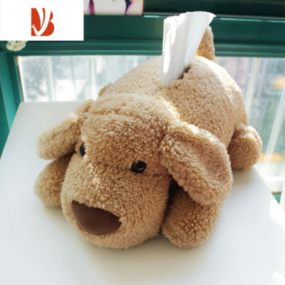 三维工匠抽纸盒网红车载纸巾盒可爱创意家用客厅女汽车用扶手箱挂式纸抽盒 浅棕色,无绑带1只