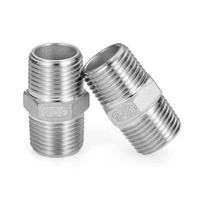 艾菲勒 304不锈钢六角外丝冷镦外牙双对丝螺纹对接水管接头DN25