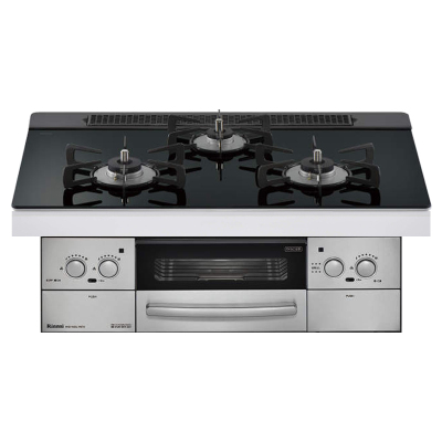 日本原装进口RINNAI/林内燃气灶LISSE嵌入式烤箱灶深黑色RHS71W32L1RASTW-13A天然气75cm