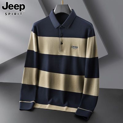 JEEP SPIRIT秋季新款男士潮流长袖T恤时尚休闲POLO衫百搭刺绣打