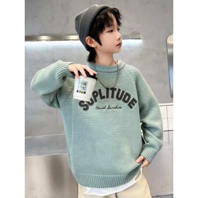 男童毛衣新款秋冬款儿童加厚冬装帅气上衣中大童针织衫冬季潮