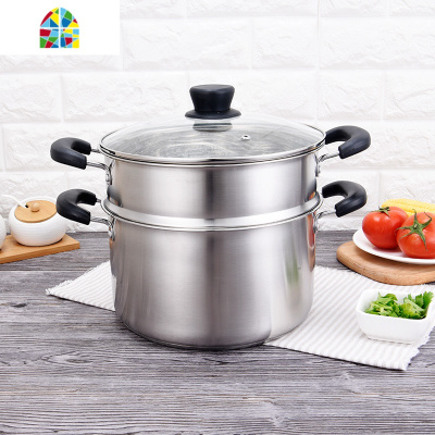 304不锈钢蒸锅三层加厚复底多功能家用蒸笼屉煮汤不窜味 FENGHOU 全钢20cm三层