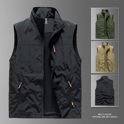 男士运动户外马甲坎肩背心机能工装钓鱼立领休闲马夹春秋新款外套
