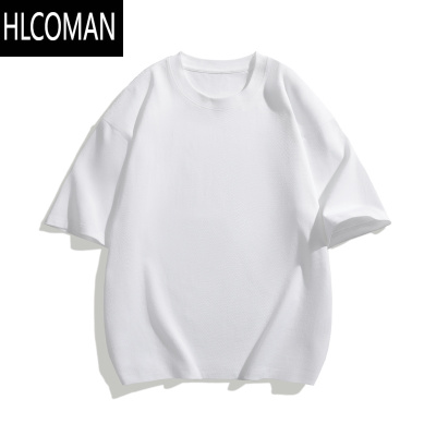 HLCOMAN短袖男t恤纯色棉夏季宽松大码oversize薄款打底上衣五分半袖