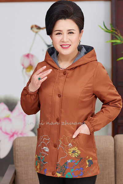 迪鲁奥(DILUAO)中老年春秋新款外套中年妇女春装薄款特大码妈妈装 加肥加大200斤上衣