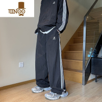 YANXU休闲裤男款夏季潮牌2023新款三条杠宽松运动裤子港风阔腿直筒长裤