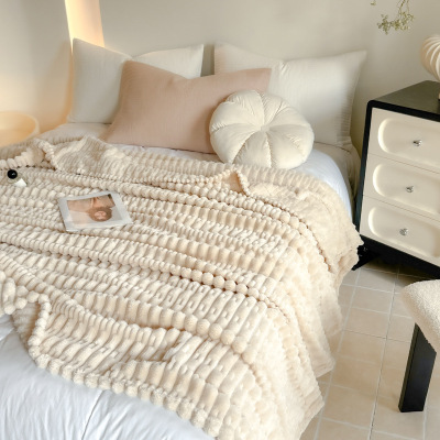 竹节牛奶绒毯子午睡毯办公室沙发盖毯空调毯披肩毛毯加厚小毯子