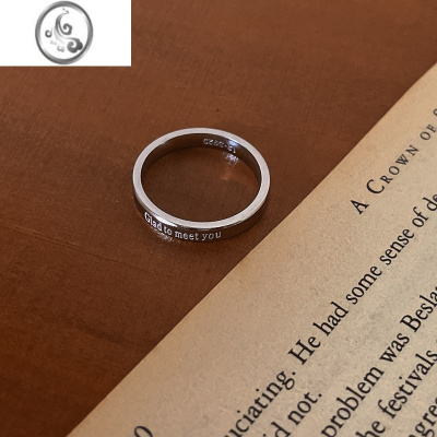 JiMiglad to meet u原创设计银银情侣戒指一对男女简约冷淡风闭口对戒
