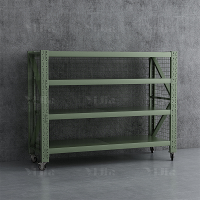 翌嘉 YJ4041220可移动货架库房置物架带轮重型货架四层后背带网2000*700*1600mm/300kg