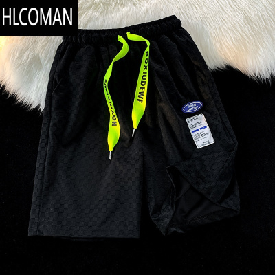 HLCOMAN夏季薄款冰丝棋盘格子短裤男美式篮球ins潮牌嘻哈复古5运动五分裤