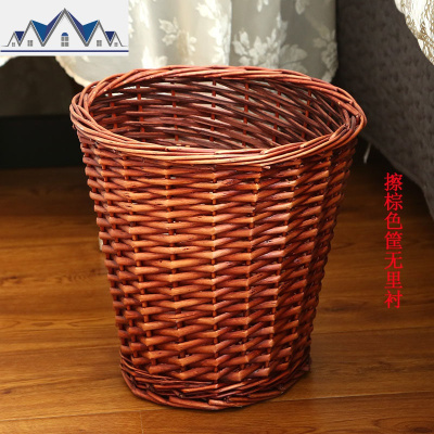 柳藤编无盖垃圾篓垃圾桶废纸娄杂物收纳篮装饰篮插花篮 三维工匠