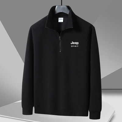 JEEP SPIRIT男士长袖打底衫大码半拉链休闲卫衣套头2105