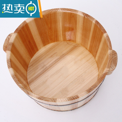 JING PING杉木 足浴桶 泡脚木桶 洗脚木桶 足疗桶 洗脚盆选带按摩粒带盖子