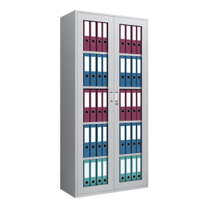 匡大 文件柜铁皮档案柜办公柜两门通玻五层钢柜 白色