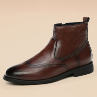 冬季新款英伦风马丁靴男士真皮时尚百搭商务休闲加绒保暖棉靴