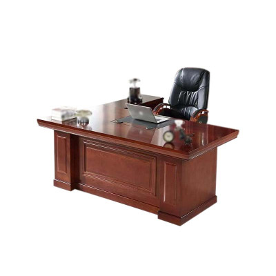正斌老板桌大班台总裁桌椅组合贴实木皮办公桌简约现代单人主管经理桌2.2米+侧柜+小柜+椅子