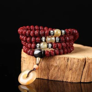 机刷包浆花王小金刚菩提手串项链108颗佛珠梅花桩矮桩双龙纹男女送女朋友老婆情人节七夕生日礼物