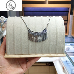 JiMi防过敏不掉色 波西米亚风 时尚夸张潮酷流苏项链 锁骨链 气质配饰 银色