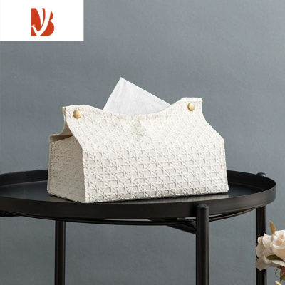 三维工匠红轻奢纸巾盒艺术感抽纸盒卫生间家用纸巾盒客厅皮革收纳盒抽纸盒 白色