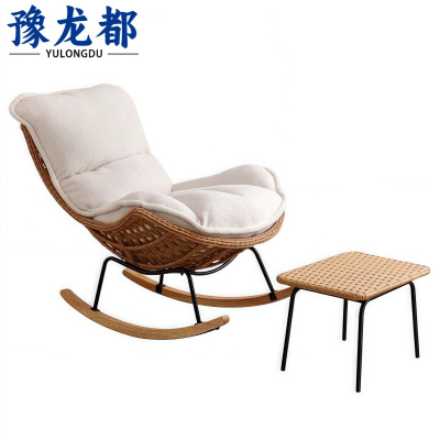 豫龙都 藤编摇椅 脚踏款 把