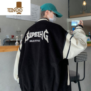 YANXU灯芯绒外套男冬感痞帅炸街刺绣夹克休闲潮牌美式复古衣服