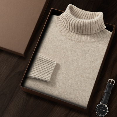 秋冬新款男士羊绒衫高领加厚打底衫宽松大码内搭商务休闲羊毛衫男