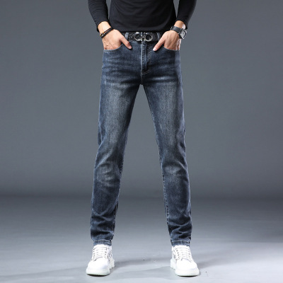 秋冬新款欧货高端轻奢牛仔裤男后口袋印花时尚百搭潮牌长裤