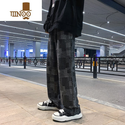 YANXU高街vibe牛仔裤男款潮牌宽松阔腿裤夏季直筒百搭美式hiphop裤子男