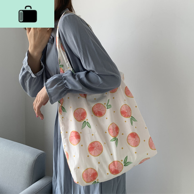女儿国国王的店夏季新款背心帆布包女单肩小清新文艺水果薄款布袋NEW LAKE女手包