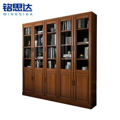 铭思达实木书柜五门台