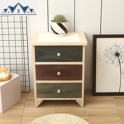 实木抽屉收纳柜多层夹缝边角斗柜客厅组合小储物柜卧室床头柜40CM 三维工匠