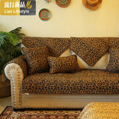 豹纹时尚简约现代棉沙发垫防滑耐脏水洗沙发巾皮沙发垫四季通用 三维工匠坐垫