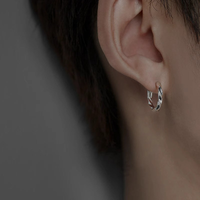 莫比乌斯环耳环男潮小众设计感素圈耳圈高级感简约耳扣饰品女气质送女朋友老婆情人节七夕生日礼物