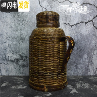 三维工匠竹编热水瓶怀旧开水瓶复古暖水壶老式玻璃胆保温壶茶瓶家用小暖壶 1.6紫竹老藤(红胆+盖+八卦底)