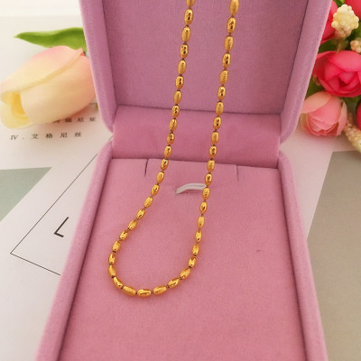 新款越南沙金项链女光面磨砂款珠子项链仿真镀金项链久不掉色饰品送女朋友老婆情人节七夕生日礼物