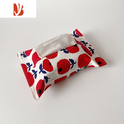 三维工匠朴简杂货 日式和风布艺纸巾袋 创意茶几桌面纸巾盒抽纸收纳套8504 红色图案-纸巾袋