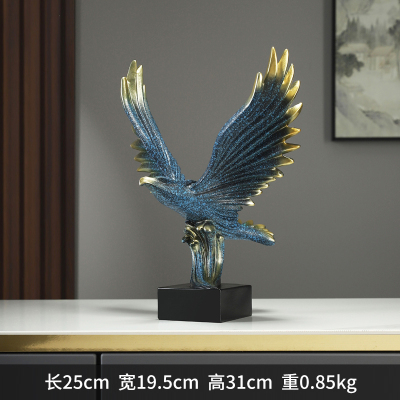 新中式老板办公室摆件装饰品柜子工艺品 展翅高飞-蓝色