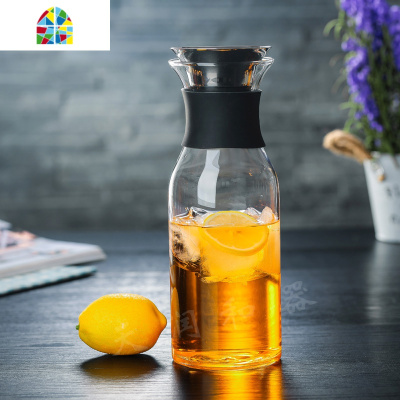 加厚大容量玻璃凉水壶 家居水具耐热茶壶丹麦冷水壶 FENGHOU 1.4升直丹麦+双层杯[四个]茶盘