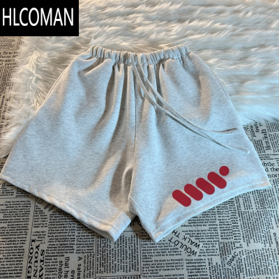 HLCOMAN潮牌花灰色短裤男款美式高街休闲百搭夏季宽松运动五分裤