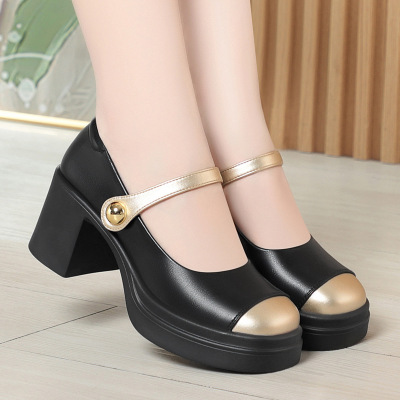 年新款法式气质仙女高跟玛丽珍鞋