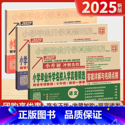 语数英-全3册 小学升初中 [正版]2025小学毕业升学名校入学真卷精选小升初冲刺名校小升初六年级语文数学英语新初一摸底