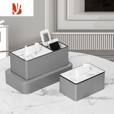 三维工匠抽纸盒家用客厅创意轻奢风2023新款桌面高级感餐桌餐巾纸巾盒 银灰色罗马柱套装(双格+纸巾盒小号)