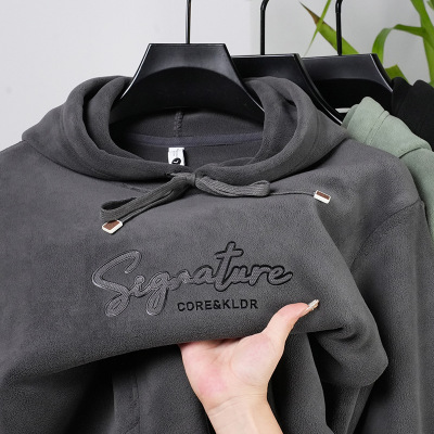 双面奥粒绒男士卫衣连帽秋冬季新款潮牌青年加绒保暖男士打底衫