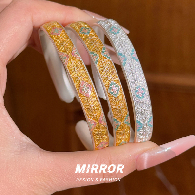 999纯银宝相花手镯女手环手饰创意时尚高级感轻奢潮约33g BCS4125送女朋友老婆情人节七夕生日礼物