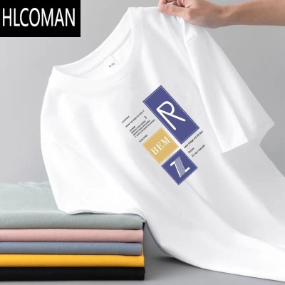 HLCOMAN新款男装短袖t恤学生夏季潮牌宽松半袖体恤衫青年上衣打底衫