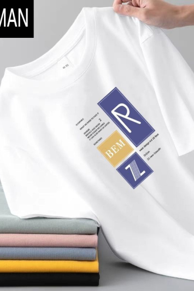 HLCOMAN新款男装短袖t恤学生夏季潮牌宽松半袖体恤衫青年上衣打底衫